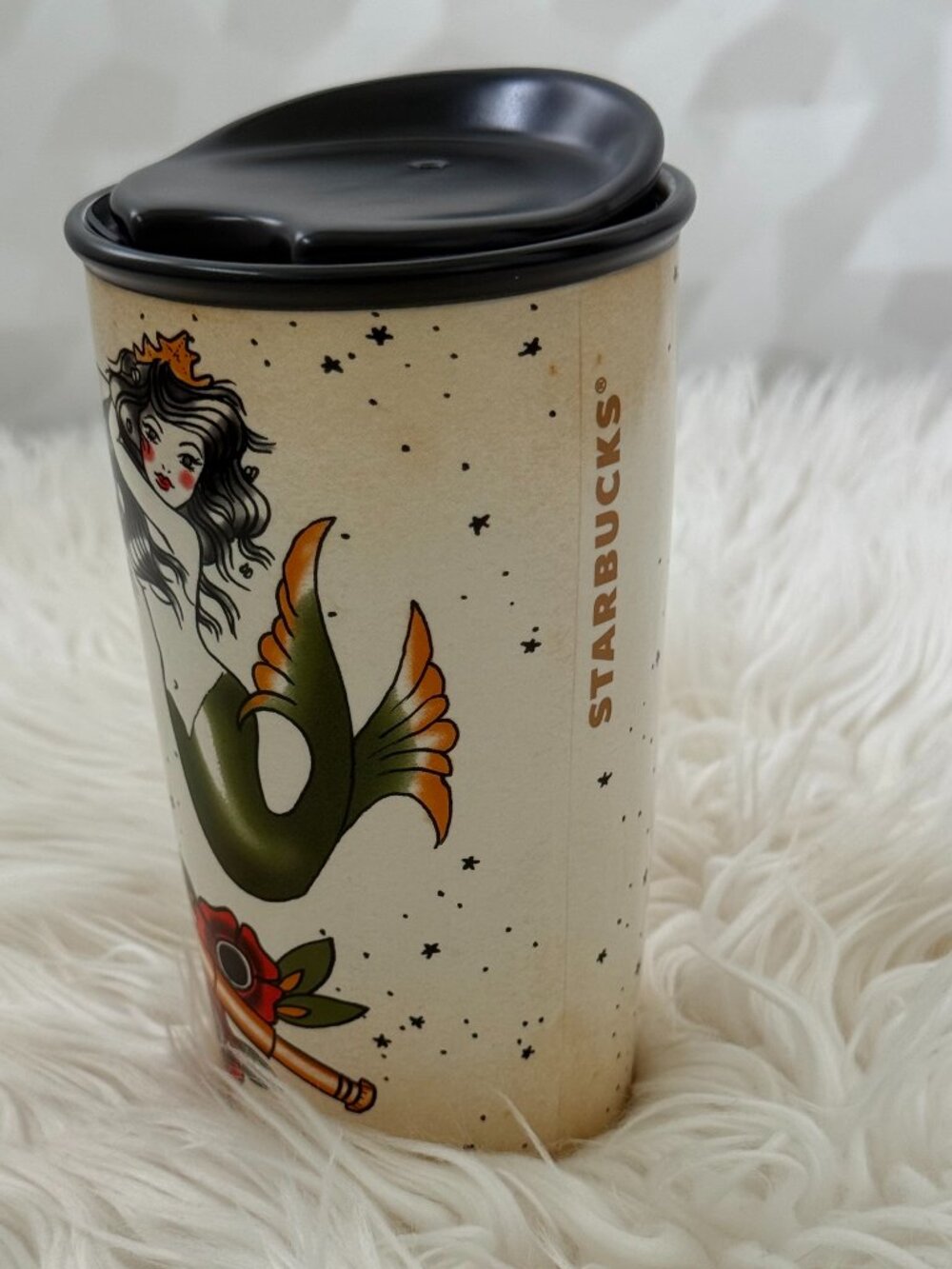 Starbucks Sailor/Mermaid Tattoo Ceramic Travel Tumbler